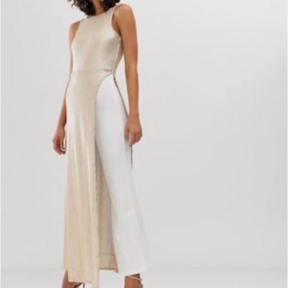 River Island gold and white sequin jumpsuit